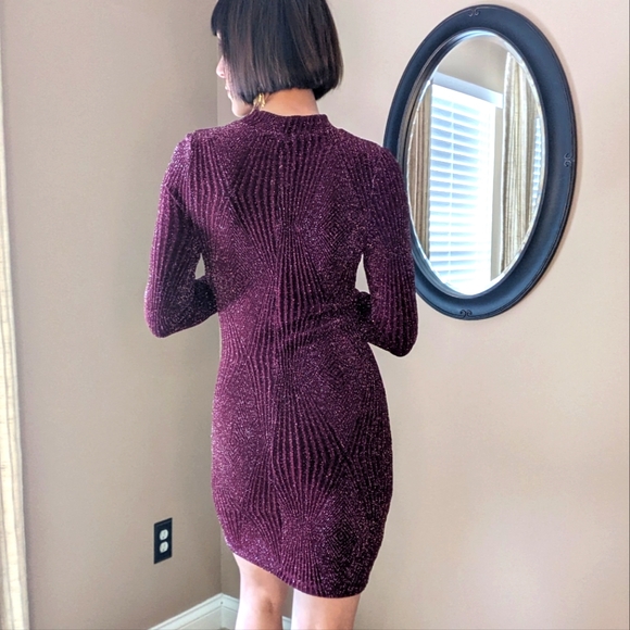 Plum Sparkle Holiday Party Dress - Picture 2 of 6